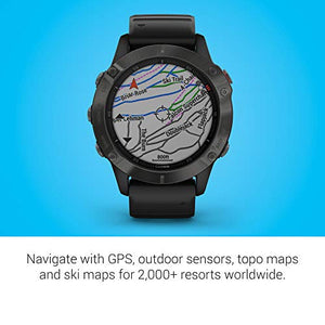 Garmin | Fenix 6X Sapphire, Premium Multisport GPS Watch, Dark Gray with Black Band