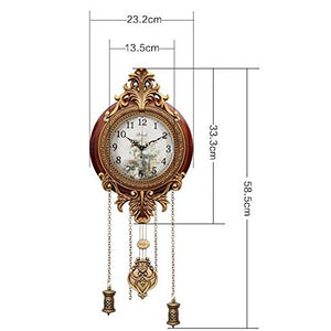 Wood Wall Clock with Swinging Pendulum