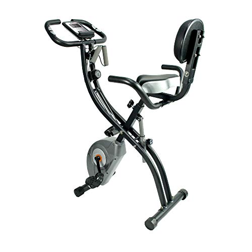 ATIVAFIT Stationary Exercise Bike Magnetic Upright Bike Monitor with Phone Holder, High Backrest, Adjustable Resistance Band for Arm & Leg