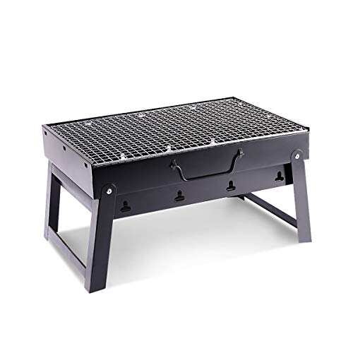 Charcoal Grill BBQ Barbecue Folding Portable BBQ Tool Kits for Camping, Outdoor Cooking Hiking Picnics Party Black (Small)