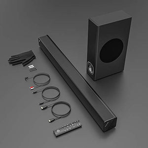 Sound Bar with Subwoofer, TV 2.1 CH Soundbar, Superior Surround Sound System, Works with 4K & HD & Smart TV,Bluetooth 5.0 Enabled (Model: P27, 120W)