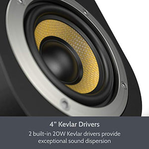 Bluetooth Bookshelf Speakers, Compact 40W Active + 20W Passive Hi-Fi Wireless Professional Studio Monitors, Performance Tuned 4 Inch Kevlar Speaker Drivers with 1 Inch Tweeter Built in Amplifier