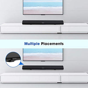 Soundbar, BESTISAN TV Sound Bar with Dual Bass Ports Wired and Wireless Bluetooth 5.0 Home Theater System (28 Inch, Enhanced Bass Technology, 3-Inch Drivers, Bass Adjustable, Wall Mountable, Dsp)