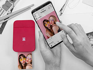 Zink KODAK Smile Instant Digital Printer – Pop-Open Bluetooth Mini Printer for iPhone & Android – Edit, Print & Share 2x3 ZINK Photos w/FREE Smile App – Red
