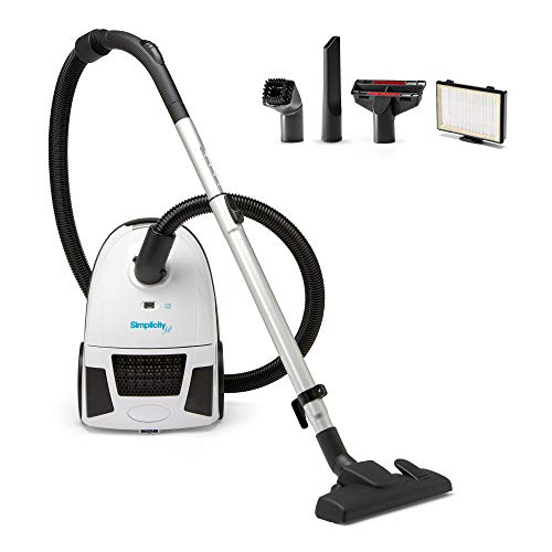 Canister Vacuum Cleaner | Simplicity Jill Compact Vacuum for Hardwood and Rugs | Dual Certified Hepa Filtration | Bagged