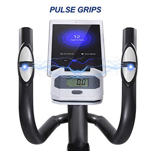 MaxKare Elliptical Machine Trainer Magnetic Elliptical Exercise Machine Front Flywheel Driven for Home use with 8-Level Resistance LCD Monitor Pulse Smooth Quiet
