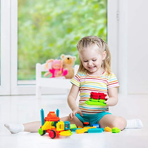 PicassoTiles PTB120 120pcs Bristle Shape 3D Building Blocks Tiles Construction Toy Set Learning Playset STEM Toy Set Educational Kit Child Branin Development Preschool Kindergarten Toy