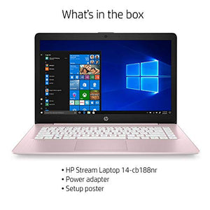 HP Stream 14-Inch Laptop, Intel Celeron N4000, 4 GB RAM, 64 GB eMMC, Windows 10 Home in S Mode With Office 365 Personal For 1 Year (14-cb188nr, Rose Pink)