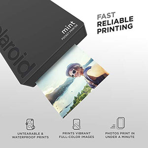 Zink Polaroid Mint Pocket Printer W/ Zink Zero Ink Technology & Built-In Bluetooth for Android & iOS Devices - Black