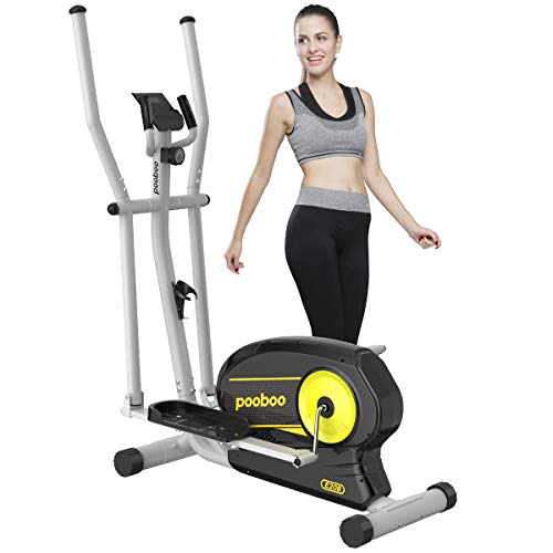 Afully Elliptica Machine Eliptical Trainer with 8 Levels Magnetic Resistance,Tablet Holder, LCD Monitor, Pulse Sensors, Smooth and Quiet for Home Use