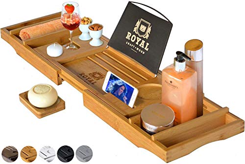 See why the ROYAL CRAFT WOOD Luxury Bathtub Caddy Tray is blowing up on TikTok.   #TikTokMadeMeBuyIt