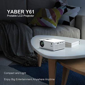 Projector, YABER Y61 WiFi Mini Projector 5500 Lux Full HD 1080P and 200" Supported, Portable Wireless Mirroring Projector for iOS/Android/TV Stick/PS4/PC Home & Outdoor