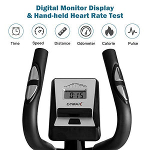 GYMAX Elliptical Machine, Adjustable Magnetic Elliptical Trainer with LCD Monitor, Device Holder & Pulse Rate Grip, Smooth Quiet Driven for Home/Apartment Cardio Workout