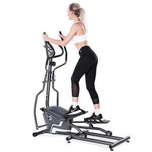 MaxKare Elliptical Machine Trainer Magnetic Elliptical Exercise Machine Front Flywheel Driven for Home use with 8-Level Resistance LCD Monitor Pulse Smooth Quiet