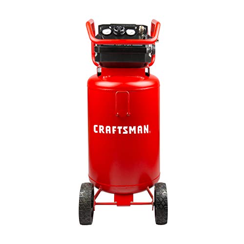 Craftsman Air Compressor, 20 Gallon Oil-Free 1.8 HP Max 175 PSI Pressure Two Quick Couplers Big Capacity, Red- CMXECXA0232043