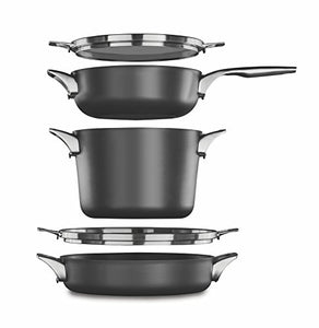 Calphalon Premier Space Saving Hard Anodized Nonstick Supper Club Set, Black