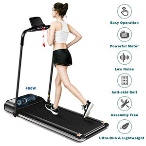 Goplus Ultra-Thin Electric Folding Treadmill, Installation-Free Design, Low Noise Perfect for Home Use