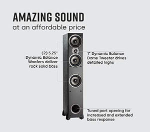 Polk Audio Monitor 60 Series Floorstanding Speaker (Black, Single)- 1" Tweeter, (3) 5.25" Woofers