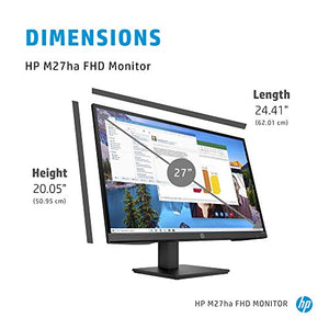 HP M27ha FHD Monitor - Full HD Monitor (1920 x 1080p) - IPS Panel and Built-in Audio - VESA Compatible 27-inch Monitor Designed for Comfortable Viewing with Height and Pivot Adjustment - (22H94AA#ABA)
