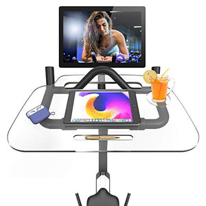IPOW Spinning Tray for Peloton Upgrade Peloton Desk with Cup/Pen Holder Peloton Laptop Holder for Ride with iPad Tablet Book Drinks Phone Acrylic Peloton Cycle Tray Makes Spinning A Workplace.