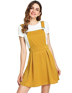 A-Line Adjustable Straps Pleated Mini Overall Pinafore Dress