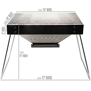 Portable Charcoal Grill for Camping Cooking with Carry Bag, Small BBQ Pit, Stainless Steel Mini Folding Barbecue, Table Top Foldable Grilling Stove for Travel, Picnic, RV, Fishing, Hunting or Job Site