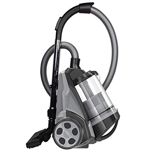 Ovente Bagless Canister Cyclonic Vacuum - HEPA Filter - Includes Pet/Sofa, Bendable Multi-Angle, Crevice Nozzle/Bristle Brush, Retractable Cord - Featherlite - ST2620 Series