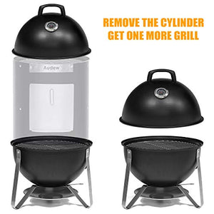 Audew Charcoal Smoker Grill Outdoor, 18'' Smokey Mountain Cooker Meat Smoker with Heat Control/ 2 Cooking Racks for BBQ Outdoor Picnic Camping