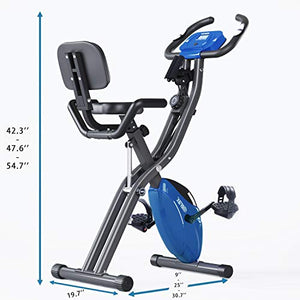 Merax 3 in 1 Adjustable Folding Exercise Bike Convertible Magnetic Upright Recumbent Bike with Arm Bands