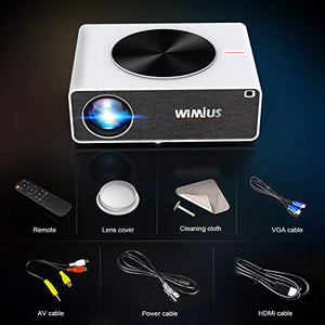 WiFi Projector, WiMiUS K3 7200 Lux Video Projector Native 1920x1080 Indoor and Outdoor Projector Support 4K 300" Display Zoom Function Works with Fire TV Stick PC DVD PS4 Smartphones (White)
