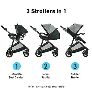 Graco Modes Pramette Stroller | Baby Stroller with True Bassinet Mode, Reversible Seat, One Hand Fold, Extra Storage,