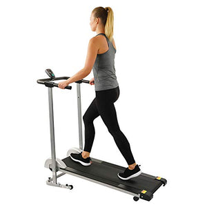 Sunny Health & Fitness SF-T1407M Manual Walking Treadmill, Gray
