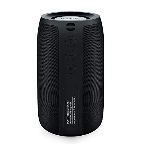 Bluetooth Speakers,MusiBaby Speaker,Outdoor, Portable,Waterproof,Wireless Speakers,Dual Pairing, Bluetooth 5.0,Loud Stereo,Booming Bass,1500 Mins Playtime for Home,Party,Camping(Black)