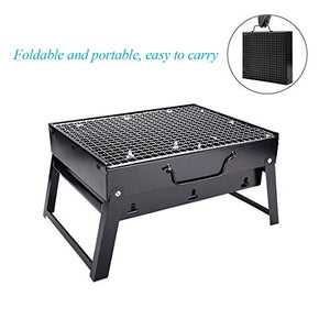 Portable Barbecue Charcoal Grill Stainless Foldable BBQ Grills Medium Size for Outdoor/Garden Cooking Camping Hiking Picnic Easy to Carry 16.92" x 11.41" x 2.75"