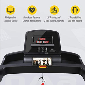 OMA Home Treadmills, Max 2.25 HP Folding Incline Treadmills for Running and Walking Exercise with LED Display of Tracking Heart Rate, Calories - Black