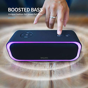 [Upgraded] DOSS SoundBox Pro Portable Wireless Bluetooth Speaker with 20W Stereo Sound, Active Extra Bass, Wireless Stereo Pairing, Multiple Colors Lights, Waterproof IPX5, 20 Hrs Battery Life -Blue