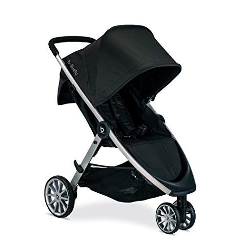 BRITAX B-Lively Lightweight Stroller, Raven | One Hand, Easy Fold + Infinite Recline + Front Access Storage + Peekaboo Window