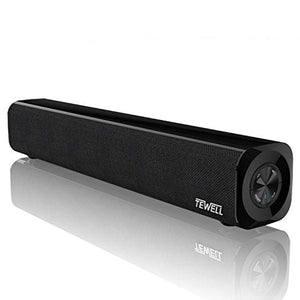 TEWELL Mini Sound Bar, USB Battery Powered Projector Speaker for Desktop, Aux-in Wired and Wireless Bluetooth Stereo Speakers with Strong Bass for PC, Gaming, Tablets and Cellphone