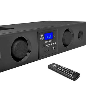 Pyle 3D Surround Bluetooth Soundbar - Sound System Bass Speakers Compatible to TV, USB, SD, FM Radio with 3.5mm AUX Input , Remote Control, For Home Theater, TV, - PSBV200BT,Black