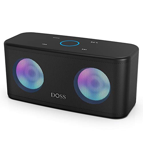 Bluetooth Speakers, DOSS SoundBox Plus Portable Wireless Bluetooth Speaker with 16W HD Sound and Deep Bass, Wireless Stereo Pairing, 20H Playtime, Wireless Speaker for Home, Outdoor, Travel - Black