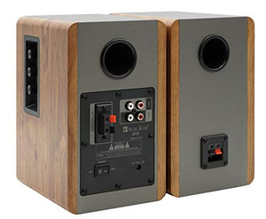 SINGING WOOD BT25 Active Bluetooth Bookshelf Speakers with Built-in Amplifier - Studio Monitor Speaker -2 AUX Input - Full Function Remote Control - Wooden Enclosure - 50 Watts RMS (Beech Wood)