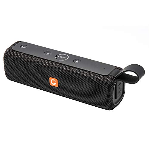 DOSS E-go II Portable Bluetooth Speakers with Superior Sound and Extra Bass, IPX6 Waterproof, Built-in Mic, 12W Driver, 12-Hour Playtime, Wireless Speakers for Outdoor, Travel and More - (Black)