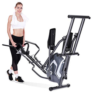 MaxKare Elliptical Machine Trainer Magnetic Elliptical Exercise Machine Front Flywheel Driven for Home use with 8-Level Resistance LCD Monitor Pulse Smooth Quiet