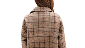 Double Breasted Long Plaid Wool Pea Coat