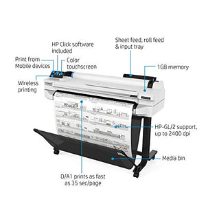 HP DesignJet T525 Large Format Wireless Plotter Printer - 36", with Mobile Printing (5ZY61A)
