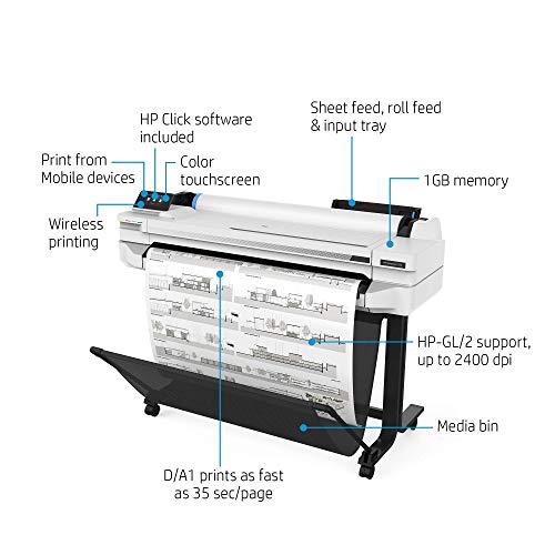 HP DesignJet T525 Large Format Wireless Plotter Printer - 36