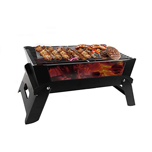 JiaDa Portable Grill BBQ,Newstyle Charcoal Barbecue Smoker Grill for Outdoor Cooking Camping Hiking Party-Black