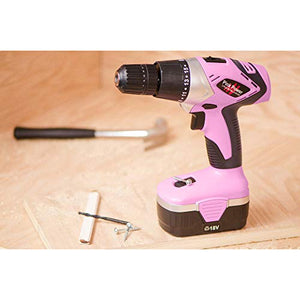 Pink Power Drill PP182 18V Cordless Electric Drill Driver Set for Women - Tool Case, 18 Volt Drill, Charger and 2 Batteries