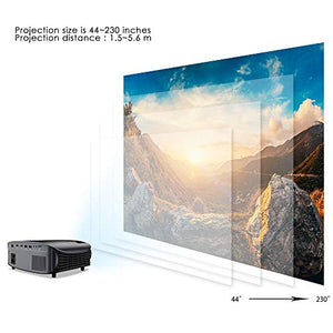 Projector, GooDee 2020 Upgrade HD Video Projector Outdoor Movie Projector, 230" Home Theater Projector Support 1080P, Compatible with Fire TV Stick, PS4, HDMI, VGA, AV and USB, Black (YG600)