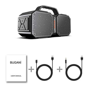 BUGANI Bluetooth Speaker, M83 Portable Bluetooth Speakers 5.0, 40W Super Power, Rich Woofer, Stereo Loud. Suitable for Family Gatherings and Outdoor Travel. (Black)